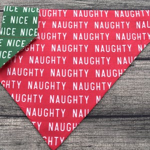 Christmas Dog Bandana-Over the Collar- Naughty or Nice? - Christmas Winter
