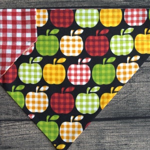 Fall Dog Bandana-Over the Collar- Apple Cart w/ Cheques- Thanksgiving Fall Colors Pumpkin Spice