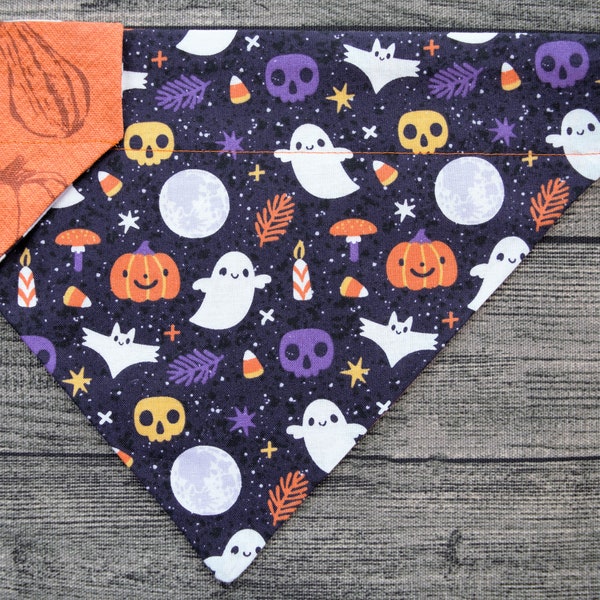 Halloween Dog Bandana-Over the Collar- Friendly Ghosts & Friends - Fall Pumpkin Spice