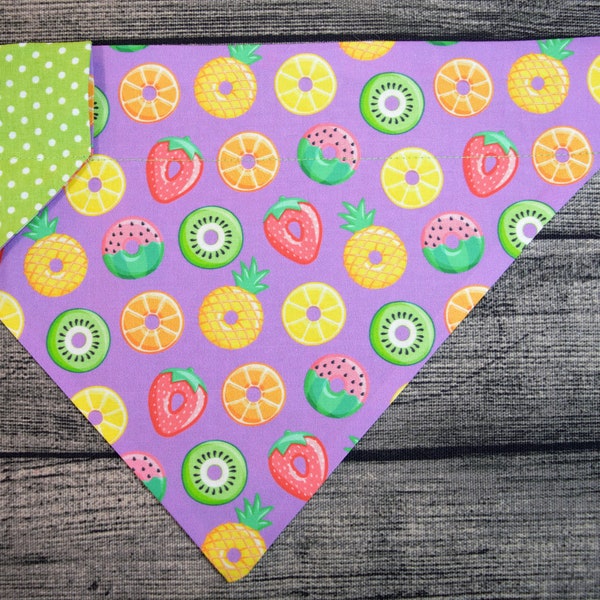 Summer Dog Bandana-Over the Collar- Fruit Surprise & Donuts - Pineapple Kiwi Lemon Lime Watermelon Strawberry