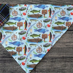 Fishing Dog Bandana - Over the Collar -Going Fishing! Summer Lake River Ocean Vacation
