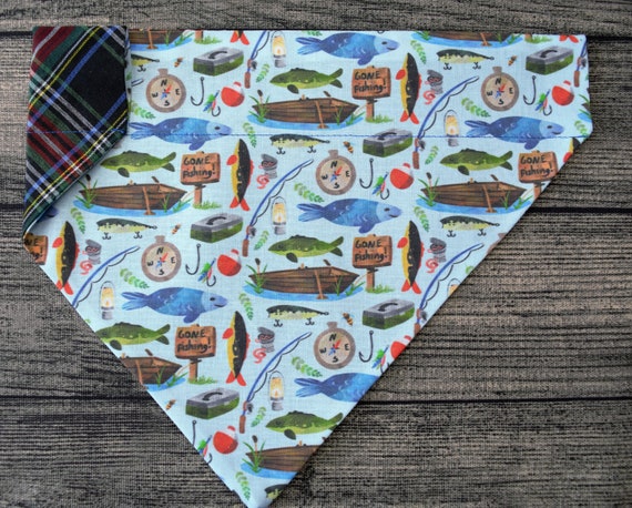 bandana fishing pole Fishing Dog Bandana - Over the Collar -going Fishing! Summer Lake River  Ocean Vacation