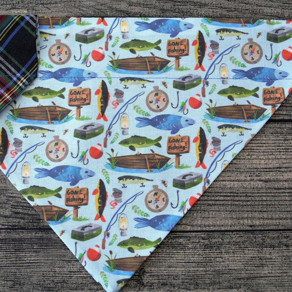 Fishing Dog Bandana - Over the Collar -Going Fishing! Summer Lake River Ocean Vacation