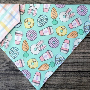 Easter Dog Bandana-Over The Collar- Bunny Latte  - Bunny Spring Flowers Pastel Egg