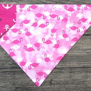 Bandana Summer Time pour chien - Tour de cou - Flamants roses floqués roses Vacation Sunny
