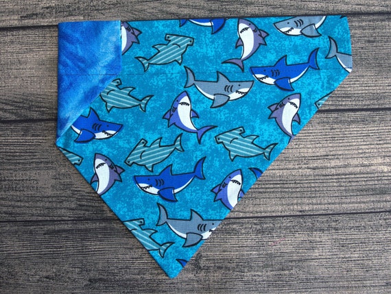 Summer Sharks Over the Collar Dog Bandana Small