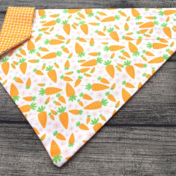 Easter Dog Bandana-Over The Collar- Carrots & More Carrots - Bunny Spring Flowers Pastel Egg