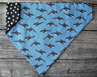 Summer Time Dog Bandana - Over the Collar -Orca Pod -Vacation Beach Ocean