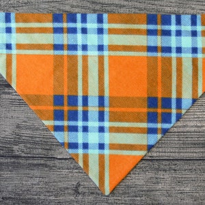 Kariertes Hundehalstuch - Bandana - Herbst Tartan Blau & Orange kariert