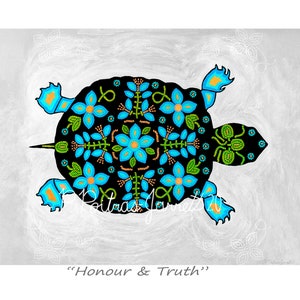 Turtle Print, Turtle Artwork Print, Turtle Art, Turtle Decor, Turtle Wall Art, Turtle Artwork, Turtle Lovers, Metis Beadwork Art