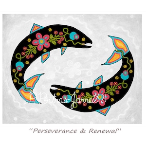 Salmon Art, Salmon Wall Art, Ocean Animal, Original Art, Nursery Art, Indigenous Art, Ocean art, Spirit Animal Print, Salmon Art, Fish Art