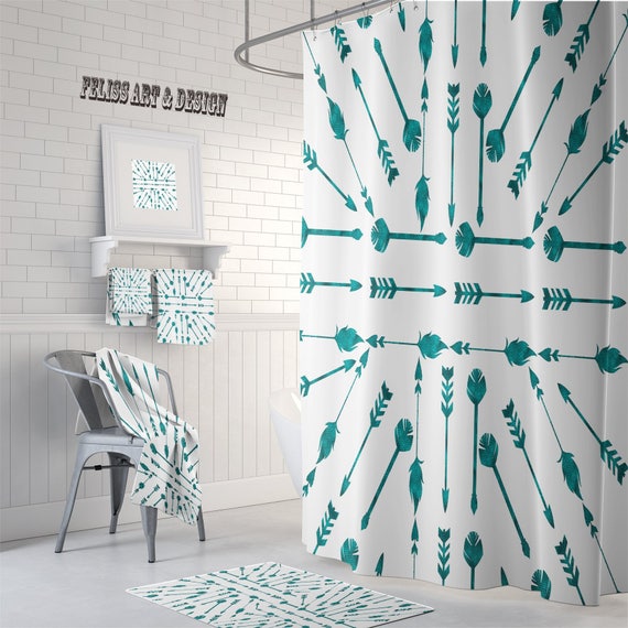 Arrow Bathroom Decor Arrow Decor Tribal Shower Curtain Etsy