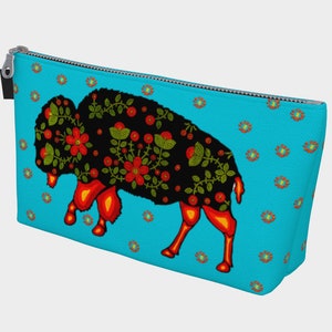Makeup Bag, Buffalo Bag, buffalo Pouch, Makeup pouch, Accessory Bag, Travel Bag, Makeup Case, Spirit Animal, Bison, Carry All Bag, Animals