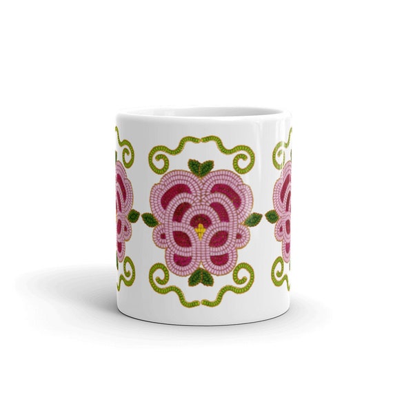 Rose Coffee Cup Flower Mugs Floral Decor Flower Beadwork Etsy
