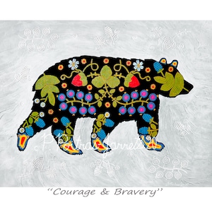 Bear Print, Bear Wall Art, Original Art, Animal Art, Woodland Animals, Bear Artwork, Bear Decor, Beadwork Art Design, Bear Lovers image 1