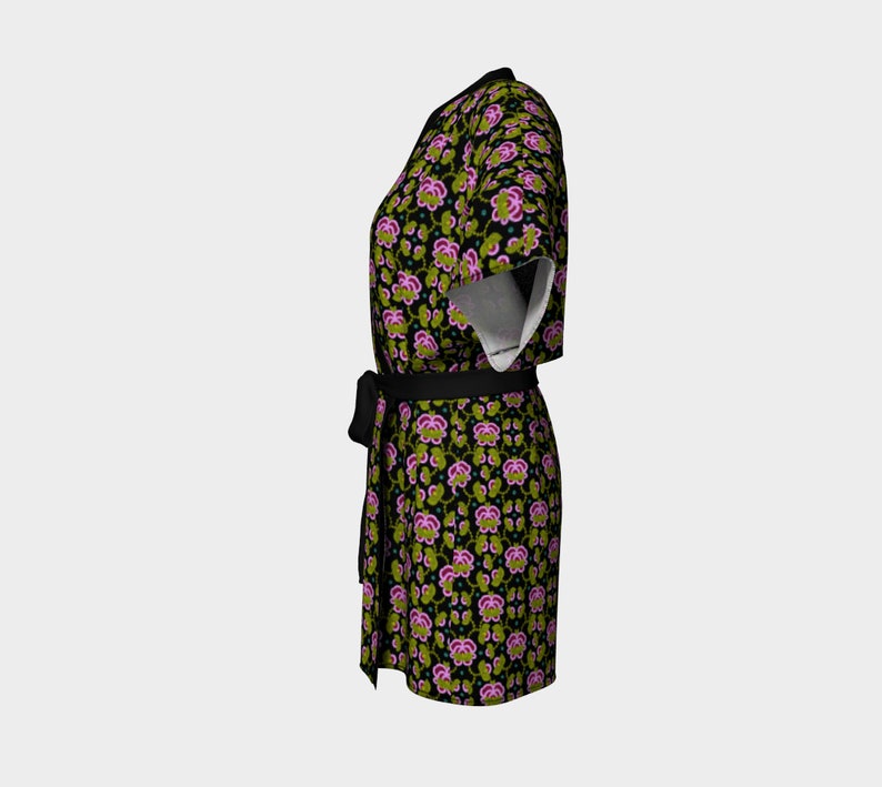 Dressing Robes M\u00e9tis Roses Rose Kimono Lingerie Gift Cover up Comfy Clothes Beadwork art Romantic Gift M\u00e9tis Beadwork Rose Robes