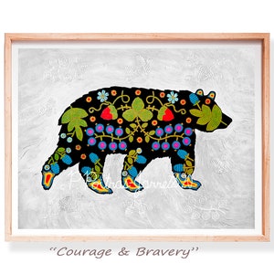 Bear Print, Bear Wall Art, Original Art, Animal Art, Woodland Animals, Bear Artwork, Bear Decor, Beadwork Art Design, Bear Lovers image 2