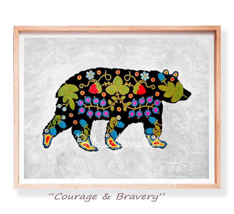 Bear Print, Bear Wall Art, Original Art, Animal Art, Woodland Animals, Bear Artwork, Bear Decor, Beadwork Art Design, Bear Lovers image 2