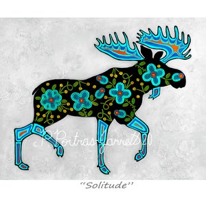 MOOSE Print, MOOSE Wall Art, Original Art, Animal Art, Woodland Animals, Moose Artwork, Moose, Metis Beadwork Designs