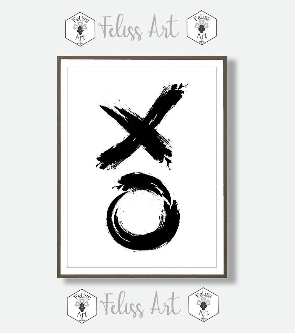Xo print Black and White Minimalist Decor XO Wall Art | Etsy