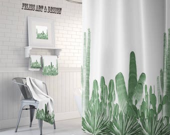 Cactus Decor, Cactus Shower Curtain, Cactus Towel, Southwestern Decor, Desert Decor, Cactus Bath Mat, Cactus, Bathroom Sets, Cactus Bathroom