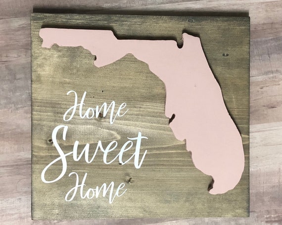 Home Sweet Home Wood Sign Wood Cutout Sign 3d Sign State Etsy