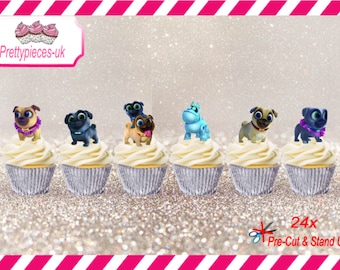24 x Puppy Dog Pals Stand-Up Pre-Cut Wafer Paper Cupcake Toppers