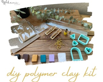 DIY Polymer Clay Oorbellen Kit / Alle benodigdheden inbegrepen / 8 verschillende kleuren klei / Haarspeldjes / Messen, Cutters, Schuurpapier, Acryl Roller