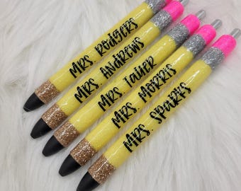Bolígrafos, Bolígrafos personalizados, Regalos para profesores, Bolígrafos de epoxi, Bolígrafos con purpurina, Bolígrafo con purpurina personalizado, Bolígrafo de gel con purpurina, Regalo para ella