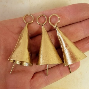 8 CONE shaped Rustic gold Bells, Supply Windchime Vintage Retro Boho Bohemian Tiny handmade Indian cow bell reggae door hanger doorbell DIY image 5