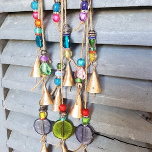 Hexenglocken mit bunten Glasperlen, Windspiel, Suncatcher, Türklingel, Türhänger, Glockenspiel mit 3 Kuhglocken, Türhänger, Glockenspiel