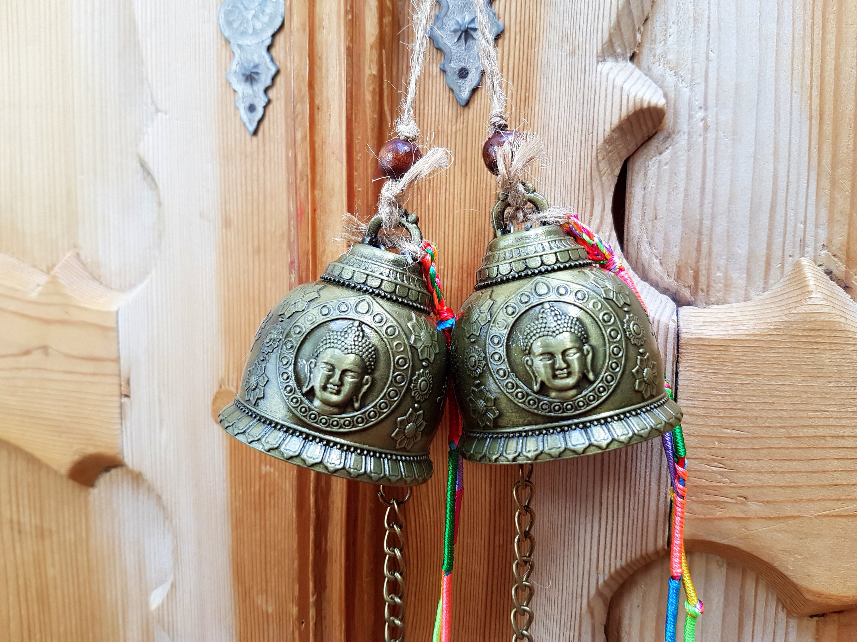 1 Cintre de Porte Cloche Bouddha Feng Shui, Décor Porte, Bouton en Laiton, Feng Shui, Paniers Cloche