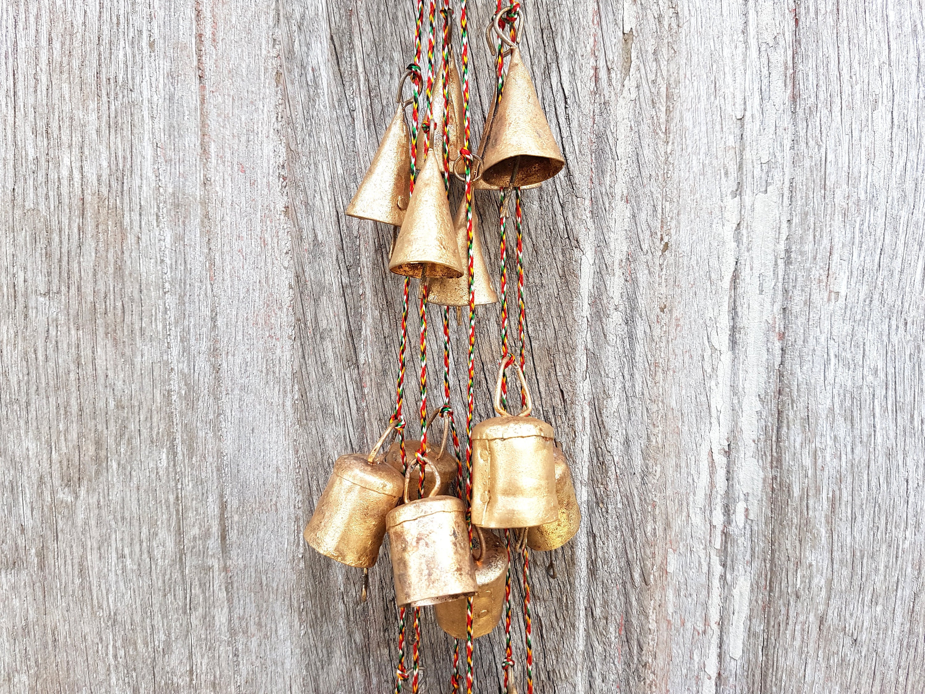 Small Bells Mixed Windchime Colorful rope Vintage Retro Boho Etsy