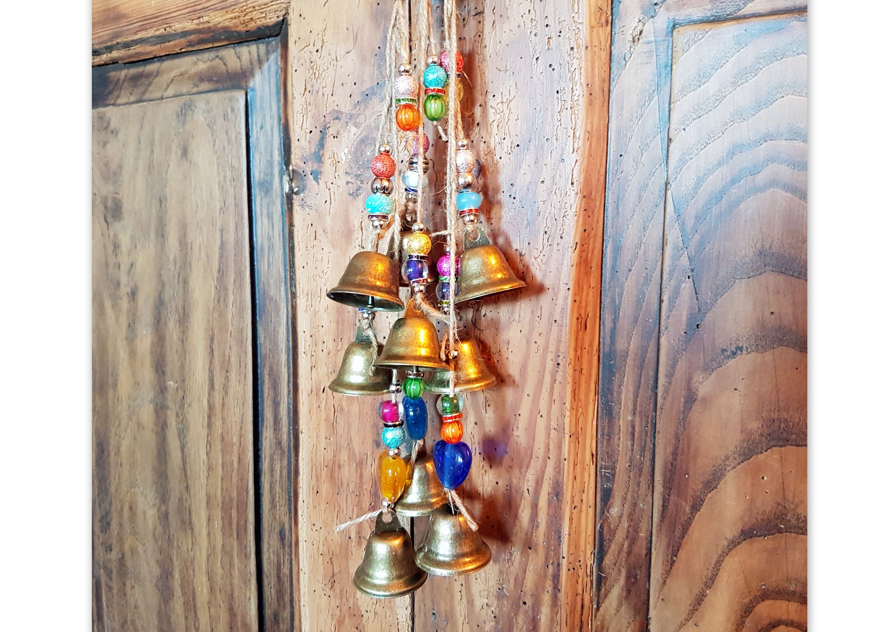 Cloches de Sorcière avec Perles Colorées en Verre, Windchime, Suncatcher Fenêtre, Sonnette Porte, Ci