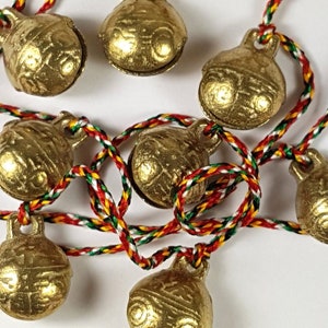 Jingle bell windgong, messing bel windgong, Nepalese tijgerbel Tibetaanse lama handgemaakt geweven kleur geluksdraad vee slinger Feng Shui L