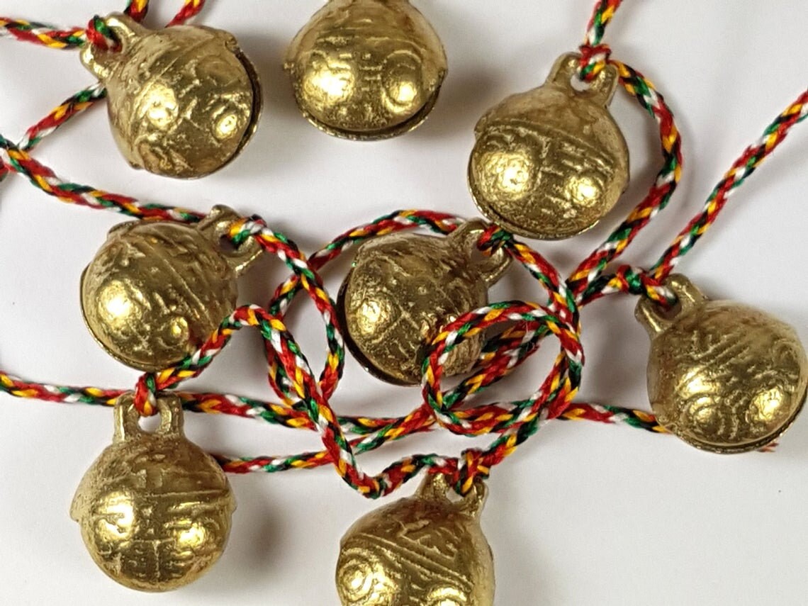 Carillon à Vent de Cloche Jingle, Carillon en Laiton, Tigre Du Népal Lama Tibétain Tissé La Main Cou