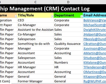 カラフルな連絡先ログ Excel テンプレート / 即時デジタルダウンロード! / 顧客、リード、連絡先を追跡 / CRM 顧客ログ / オフィス パロディ