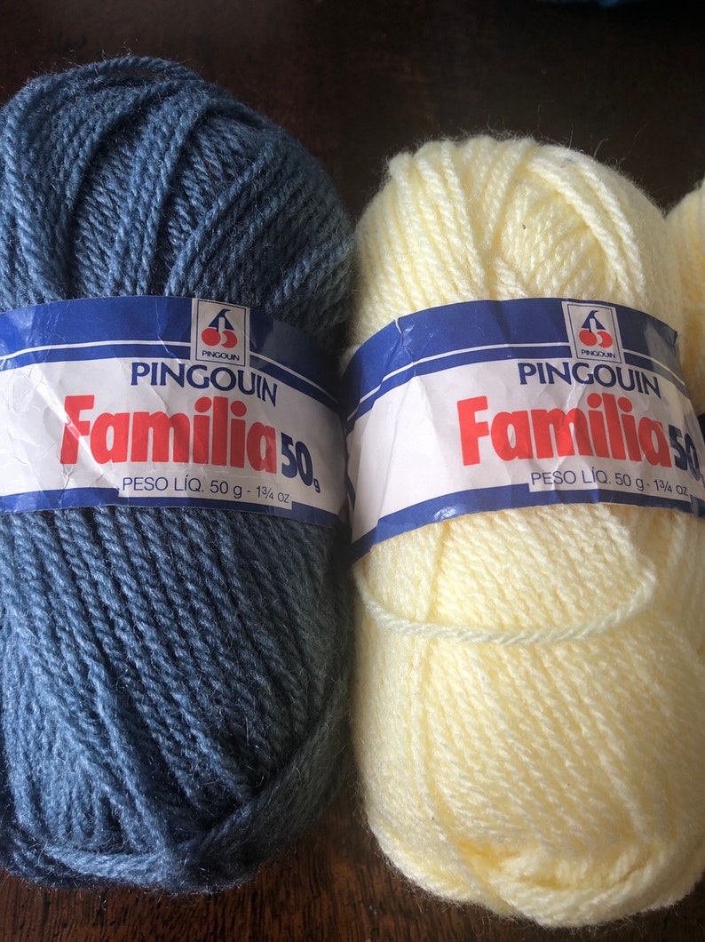 Pingouin acrylic Familia knitting Yarn choose yellow or blue Etsy