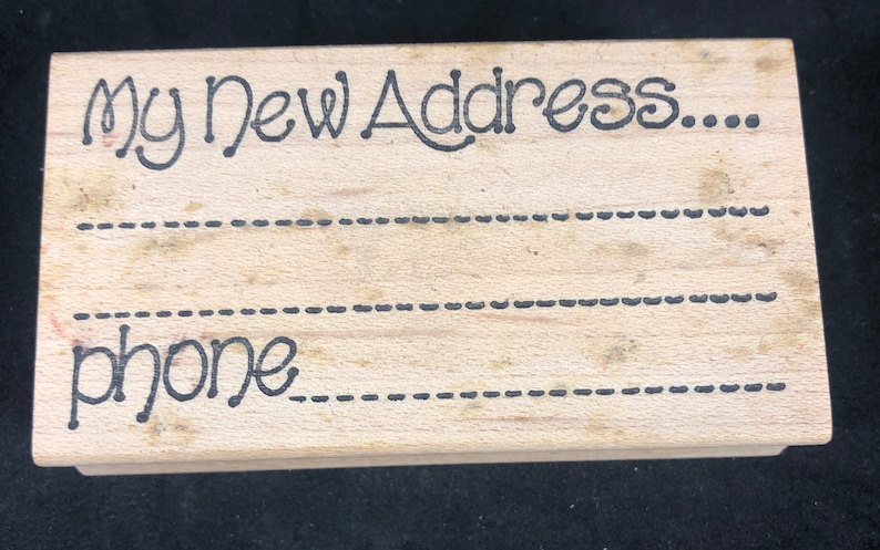 Cottage Stamper wood back rubber stamp change of address cards My New Address...Phone