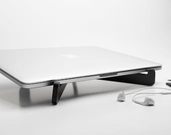 Black Minimalist Laptop Stand for Desk, Portable Laptop Riser, Laptop Holder for Table, Computer Geek Gifts, Scandinavian Desk Organizer