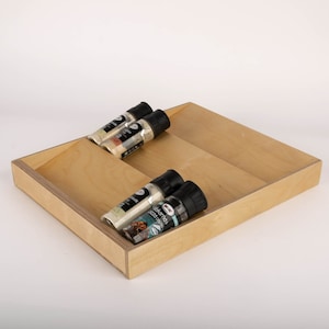 Birch Drawer Spice Organizer, Spice Rack for Kitchen Drawers, 3 Tier Slanted Spice Drawer Insert