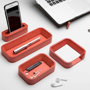 Red Desk Organizer ,Cute Desk Accessories for Women, Desktop Organiser,Stationery Organizer Trays, Office Desk Decor,New Job Gift for Her