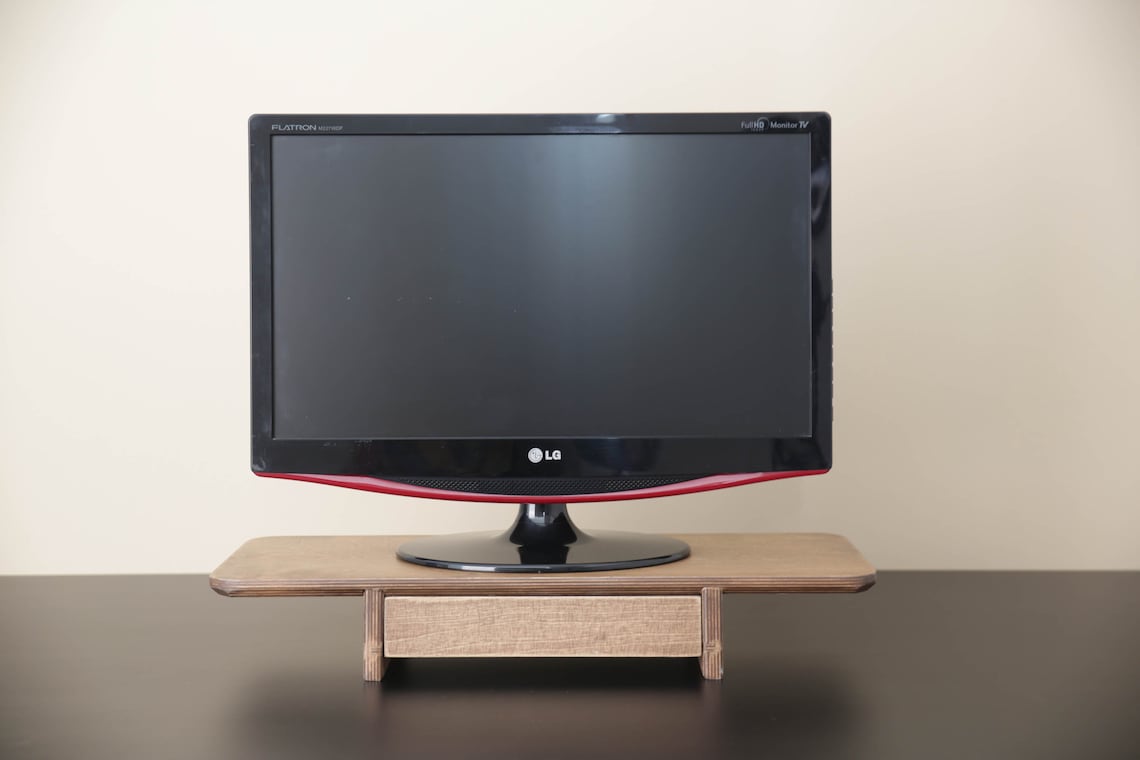 Wooden Monitor Stand With Drawer Monitor Desk Shelf Computer Riser
