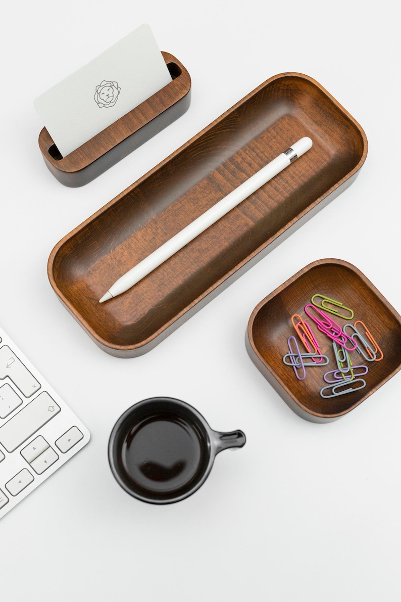 Fountain Pen Tray, Pen Rest, Wood Pen Holder for Desk, Wooden Pencil Tray, Modern Desk Organizer