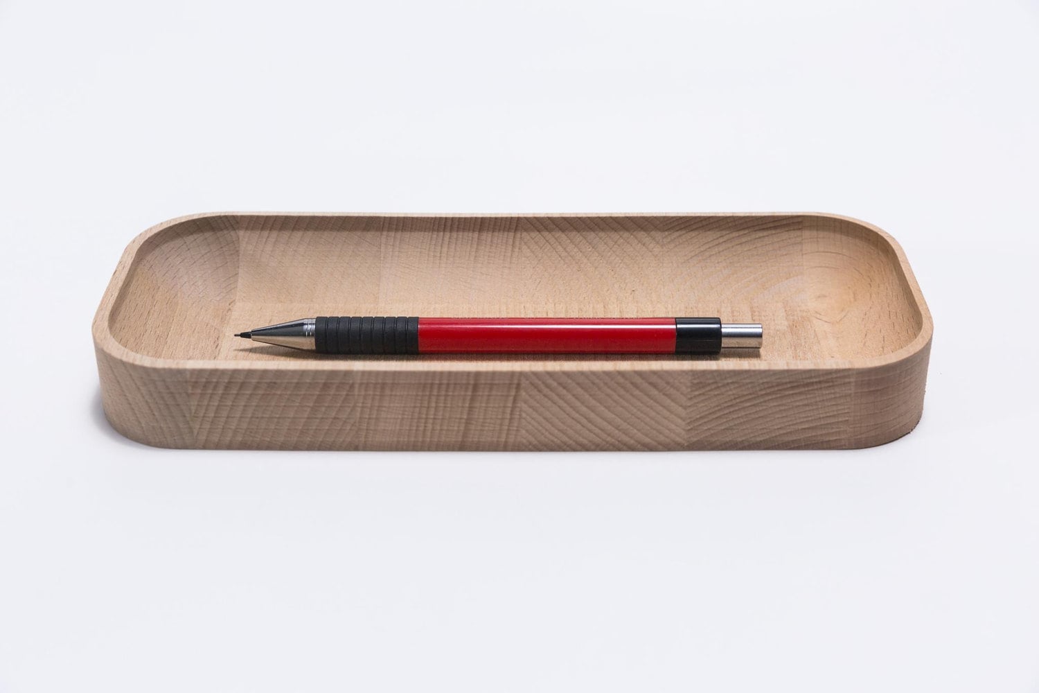 Beechwood Pen Tray, Wood Pencil Holder for Desk, Key Tray, Wooden