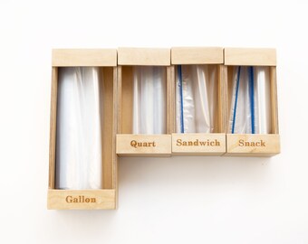 Wood Storage Bag Organizer, Baggie Organizer for Kitchen Drawer