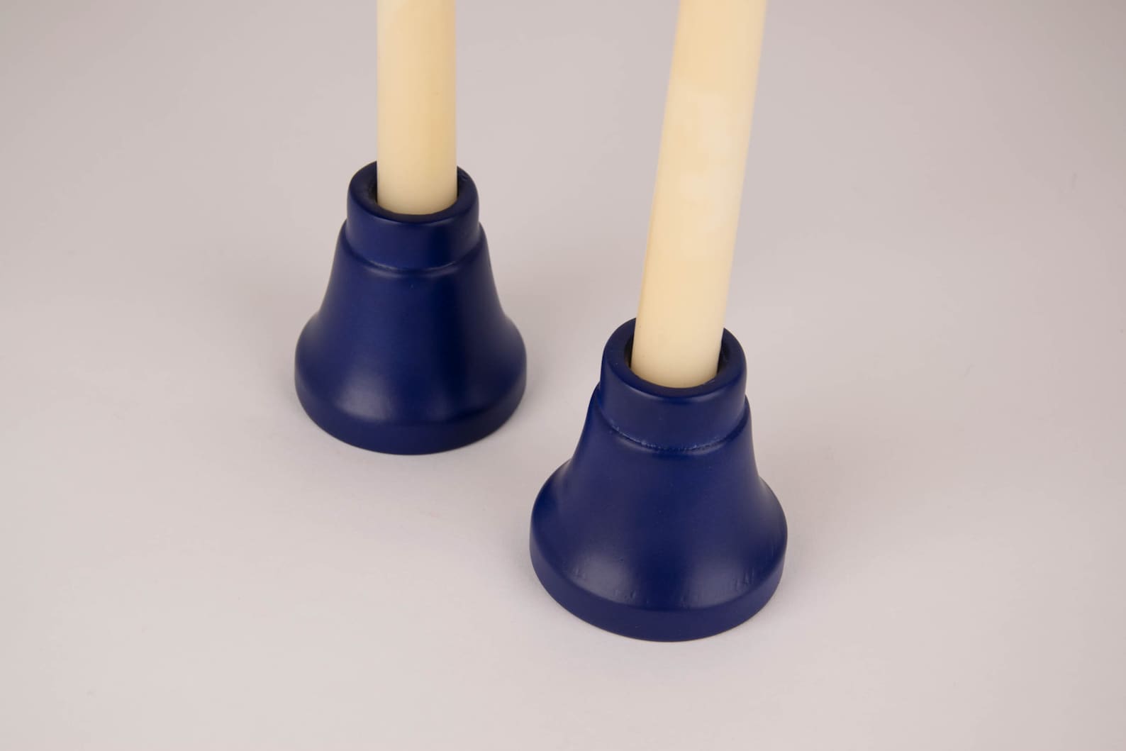 Navy Blue Candlestick Holder Set Wooden Hand Turned Candle Etsy