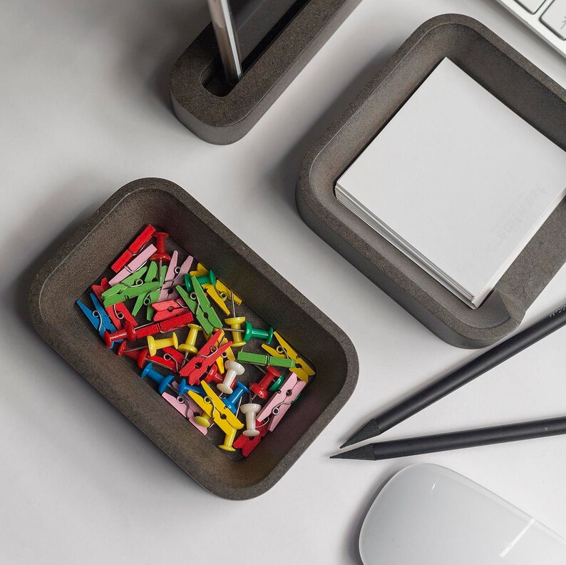 Grey Wood Paper Clip Holder Wood Paper Clip Cup Wooden Paper Etsy