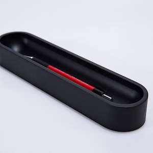 Porte-stylos ovale noir, porte-crayons en bois moderne, accessoire de bureau minimaliste, porte-papeterie, organisateur de bureau, cadeaux de bureau, rangement de bureau