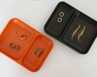 Orange Jewelry Tray Organizer, Catch all Tray, Large Trinket Dish. Black, Red, Navy Blue Color Options.